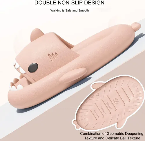 Vista 4 de EECH Sandalias de tiburón Cloud para niños y niñas, bonitas pantuflas para niños grandes, suela gruesa mejorada, sandalias de tiburón