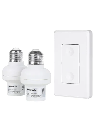Vista 9 de DEWENWILS Toma de luz con control remoto, base E26/E27, programable y ampliable, no necesita cableado, enchufes de luz inalámbricos para dormitorio