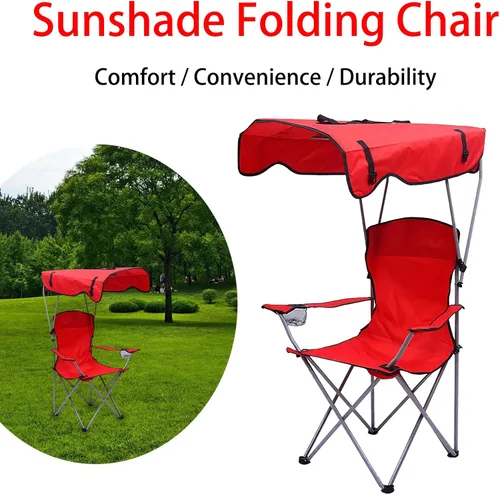 Vista 9 de Camping Folding Chair with Canopy Outdoor Portable Beach Canopy Outdoor Fishing Portable Sun Shade Folding Oxford Fabric Black 50 * 50 * 90/120CM