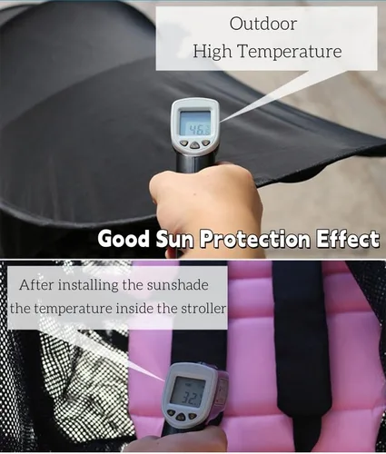Vista 9 de Parasol universal para cochecitos, cubierta de protección UV transpirable, ajustable, parasol para cochecito de verano, accesorios para cochecito