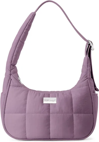 Vista 30 de TOPDesign Bolso de hombro acolchado para mujer, bolso de mano ultraligero con cremallera, correa ajustable