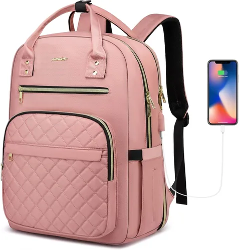 Vista 10 de YAMTION Mochila para mujeres y adolescentes, mochila escolar TSA para laptop con USB para estudiantes universitarios, negocios, oficina, trabajo