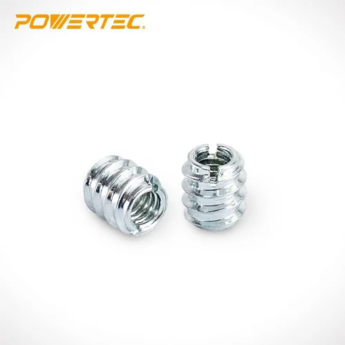 Vista 2 de POWERTEC Insertos de tuerca de 50 1/4'-20 Adecuado para madera dura y madera blanda, carpintería y muebles Longitud de 0.469 in (QTI1002)