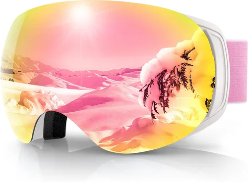 Vista 16 de findway Gafas de esquí OTG para mujeres, hombres, adultos, jóvenes - Sobre gafas, gafas de nieve - Lente intercambiable, gafas de snowboard antivaho
