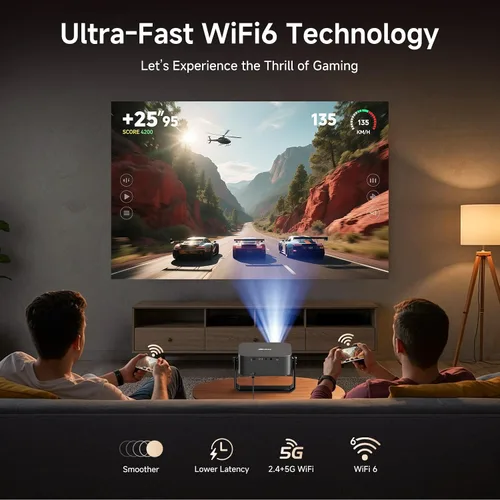 Vista 8 de [2000 ANSI/enfoque automático y Keystone/aplicación integrada] Proyector 4K para exteriores con WiFi y Bluetooth, proyector portátil inteligente