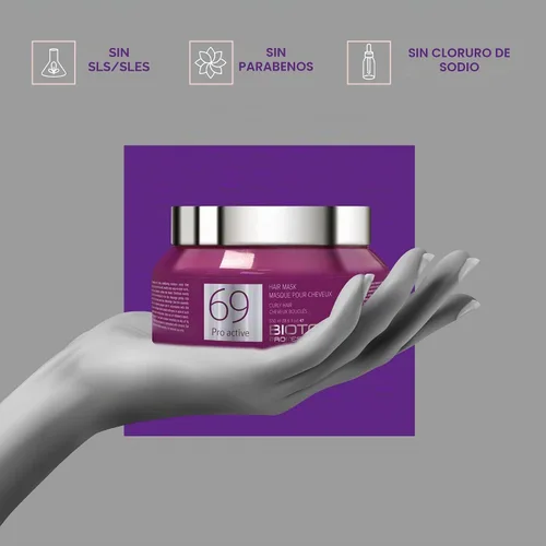 Vista 5 de Biotop Professional 69 Pro Active Hair Mask para tipos de cabello rizado y ondulado, 11.8 oz