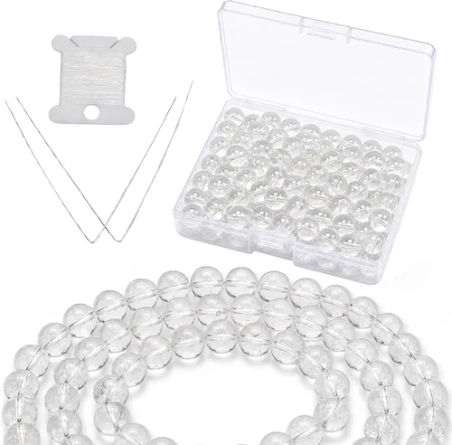 Vista 39 de Cherry Tree Collection 100 cuentas redondas de 6 mm de turquesa africana para hacer joyas Incluye caja de almacenamiento, cordón elástico