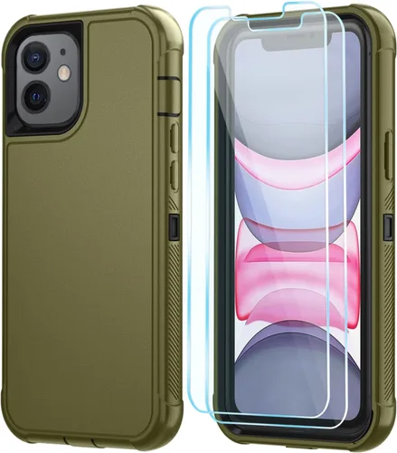 Vista 7 de SunStory Funda compatible con iPhone 11 con protector de pantalla HD, 3 capas de alta resistencia de cuerpo completo, funda protectora híbrida 3