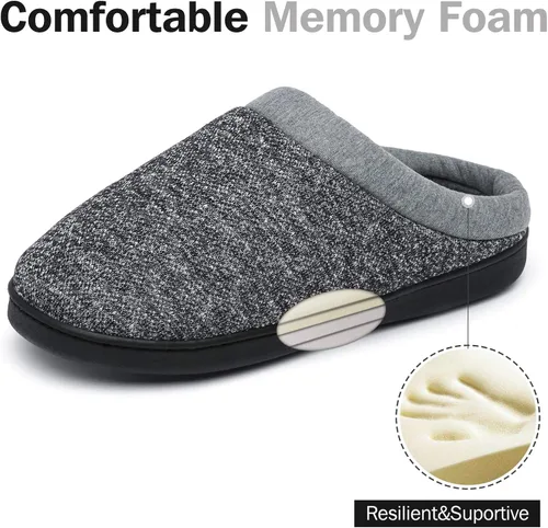 Vista 4 de Mishansha Pantuflas cómodas para hombre y mujer con espuma viscoelástica NegroGris Carbón