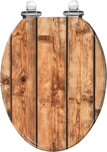 Vista 12 de Asiento de inodoro alargado con tabla de cedro, hermoso asiento de inodoro de resina de grano de madera, cierre silencioso y lento con bisagras