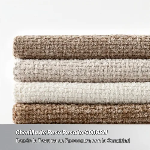 Vista 3 de 18x18 Fundas de almohada de chenilla, paquete de 4, serie neutra beige/marrón