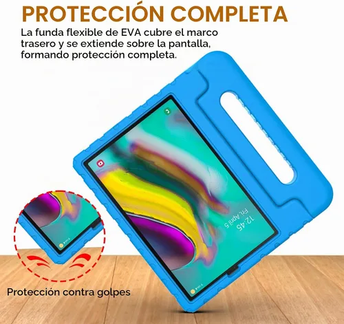 Vista 4 de Funda infantil para Samsung Galaxy Tab S5e 2019, a prueba de golpes Azul