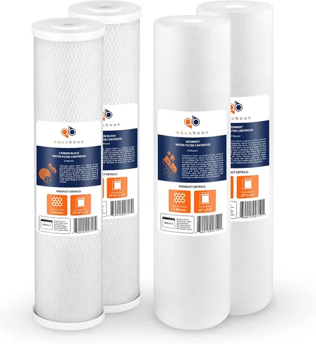Vista 10 de Aquaboon Juego de 2 cartuchos de filtro de agua de 5 micrones, 20 x 4.5 pulgadas, repuesto de filtro de agua para toda la casa para sedimentos