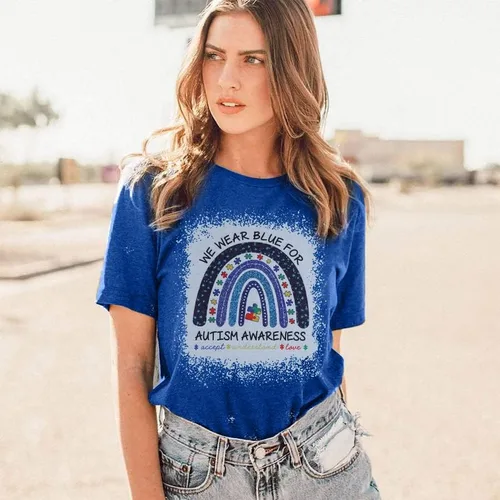 Vista 2 de Camiseta de concientización sobre el autismo, aceptación del autismo, camisetas azules para autismo, camisetas de educación especial, ropa