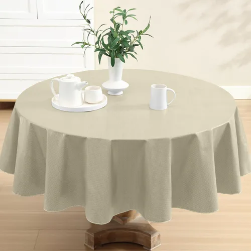 Vista 16 de Newbridge Basketweave - Mantel con parte trasera de franela de vinilo de color sólido, aspecto texturizado de tejido de cesta, mantel impermeable