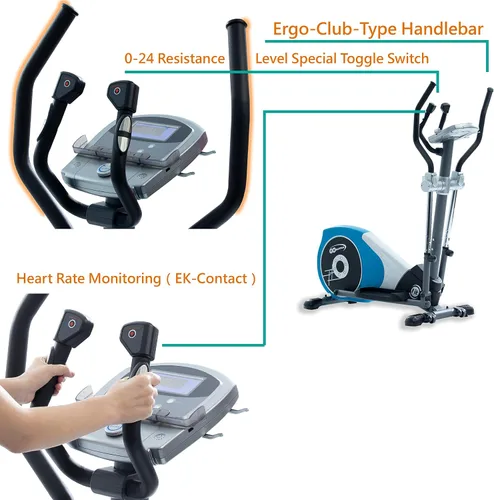 Vista 4 de V-450T Entrenador cruzado de ejercicio elíptico programable de 17 pulgadas con brazos y pedales ajustables y control HRC para entrenamiento