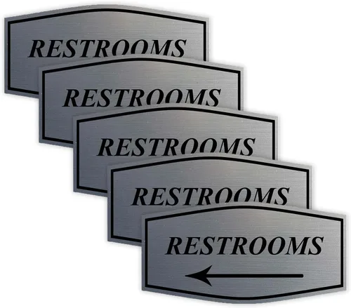 Vista 9 de Fancy Restrooms - Letrero de flecha izquierda (negro), pequeño, 1 paquete
