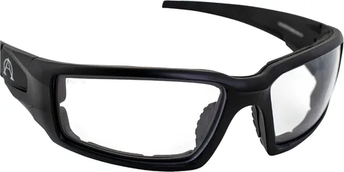Vista 6 de Alpha Omega AO5 - Lentes de sol de motocicleta acolchados de espuma Z87.1 para hombres o mujeres, montura negra, lentes transparentes