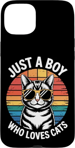 Vista 9 de Just A Boy Who Loves Cats Cat Dad Kitty Parent Feline Boys Case for iPhone 16