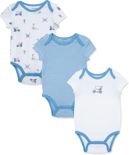 Vista 16 de Ropa de Little Me para bebé, pack de 3, 100% algodón, sin etiquetas que rasguen, mamelucos, de recién nacido a 9 meses Azul