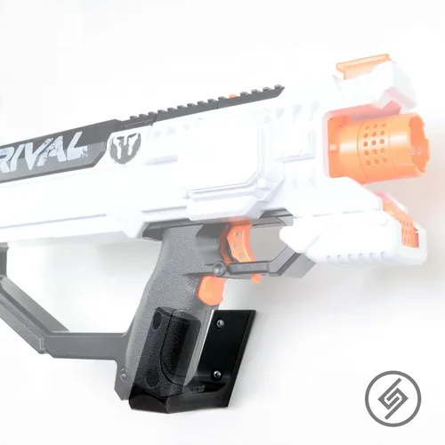Vista 2 de Spartan Mounts para Nerf Rival Blaster (derecha) Sistema de organización de almacenamiento de pantalla de pared de dardos de espuma Solución