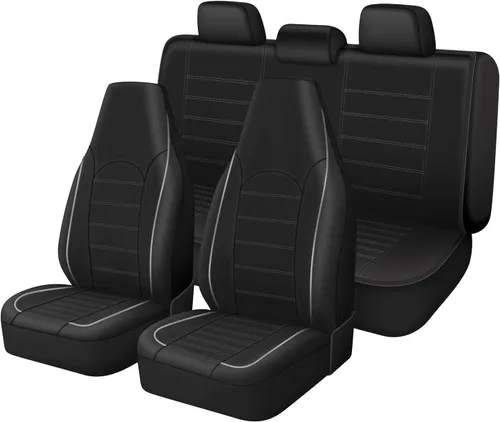 Vista 10 de TOYOUN fundas clásicas universales de cuero sintético para asiento delantero de automóvil, fundas de asiento tipo cubo de respaldo alto - Se adaptan