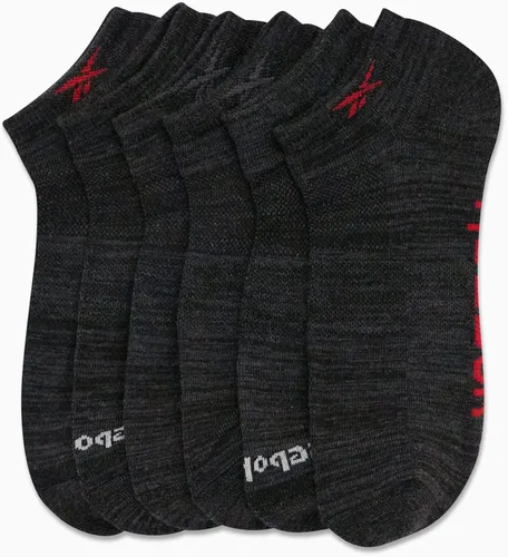 Vista 4 de Reebok Calcetines de cojín básicos transpirables de corte bajo para hombre (paquete de 6)