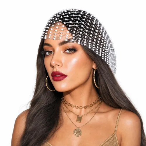 Vista 11 de Munyee - Bufanda Hua Rave para mujer con diamantes de imitación, bufanda de malla de lentejuelas de 35.4 in, bandana brillante con espalda elástica