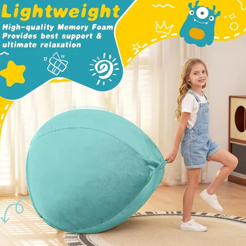 Vista 5 de HABUTWAY Silla de Puf de 2 Pies, Puf de 2' de Sillones Pequeños con Relleno, Silla de Puf en Forma de Lágrima de Terciopelo Ultra Suave con Funda