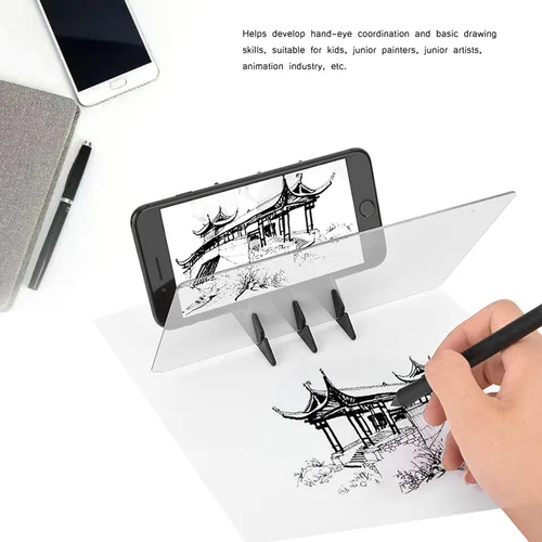 Vista 6 de Ejoyous Tablero de plantilla portátil, caja de luz, tablero de dibujo, dibujo, espejo, reflejo, atenuación, copia, pintura, limitación, herramienta
