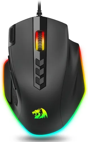 Vista 9 de Redragon Ratón para juegos con cable, mouse ergonómico retroiluminado RGB de hasta 8000 DPI, 11 botones programables y 7 modos retroiluminados