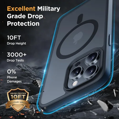 Vista 3 de miracase Funda magnética para iPhone 12/12 Pro (compatible con MagSafe), protección de grado militar, a prueba de golpes, antihuellas, translúcida