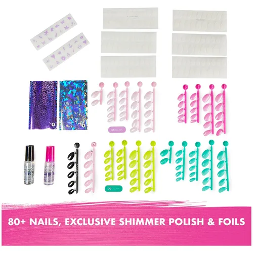 Vista 2 de Cool Maker, GO GLAM Nail Surprise Shimmer - Juego de manicura exclusivo con 2 estilos de uñas a presión y más, kit de uñas para niños de 8 años