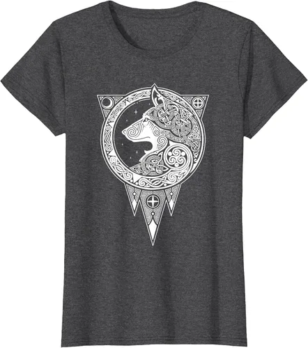 Vista 55 de Viking Fenris Wolf - Camiseta de mitología nórdica con símbolo de Fenrir Asphalt Grey