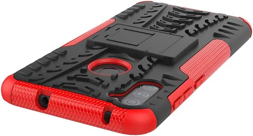 Vista 6 de Funda para Samsung A11, Galaxy A11 con protector de pantalla HD, cubierta trasera de policarbonato duro con función atril de TPU suave de doble capa