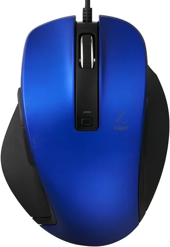 Vista 2 de ナカバヤシ(Nakabayashi) Digio2 Z8345 Ultimate Shape Wired Mouse, 5 Buttons, Blue LED, Medium, Blue