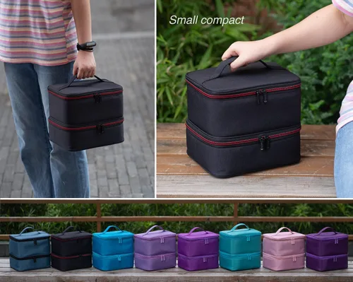 Vista 6 de ButterFox Organizador pequeño de almacenamiento de esmalte de uñas, bolsa de transporte, se adapta a 60-70 botellas de esmalte de uñas, bolsillos