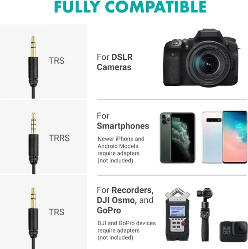 Vista 6 de Movo VXR10 Micrófono Shotgun Universal para Cámara - Micrófono de Cámara para DSLR, iPhone y Teléfonos Inteligentes Android - Compatible con Cámaras