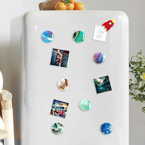 Vista 5 de DARUITE 12 imanes para nevera, imanes para refrigerador, bonitos imanes de mármol de vidrio para pizarra blanca, imán de casillero, decoración