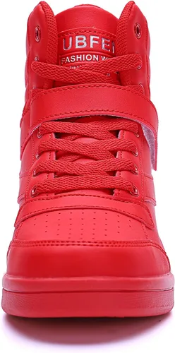 Vista 4 de UBFEN Zapatos deportivos para mujer, con soporte de tobillo alto, color vibrante, tacón de cuña oculto, retro, de los años 80, para niñas, cosplay