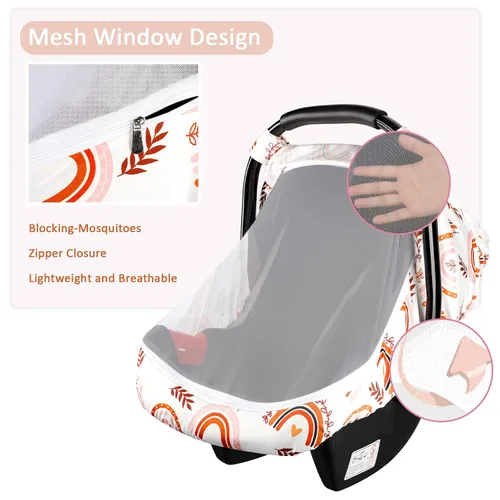 Vista 2 de Toldo para asiento de automóvil infantil arcoíris con ventanas abiertas y malla transpirable, a prueba de patadas, suave y elástica, funda