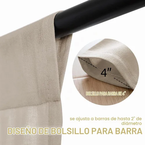 Vista 7 de H.VERSAILTEX Cortinas de lino con lazos de 63 pulgadas de largo, cortina de privacidad texturizada de lino natural, múltiples formas de colgar Angora