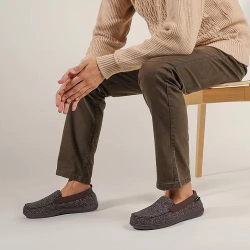 Vista 2 de RockDove Pantuflas tipo mocasín de espuma viscoelástica Tweed para hombre