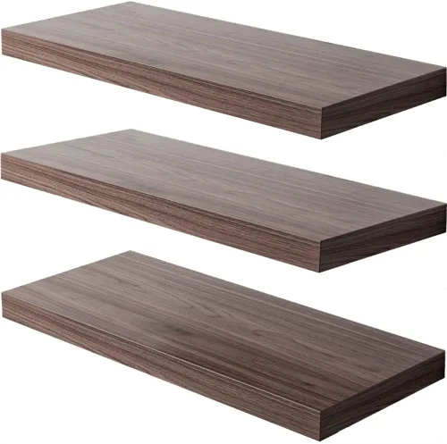 Vista 19 de Juego de 3 estantes flotantes negros de 24 pulgadas de ancho x 10 pulgadas de profundidad x 1 pulgadas de alto, estante de pared flotante de madera