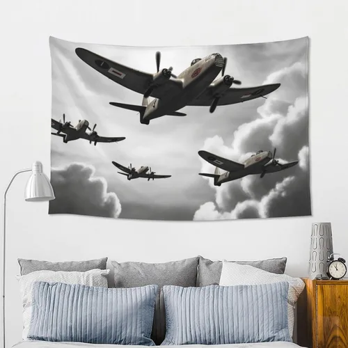 Vista 8 de VTCTOASY Tapiz estampado de la Segunda Guerra Mundial para colgar en la pared, bonito tapiz de pared para dormitorio, sala de estar, 60 x 40 pulgadas