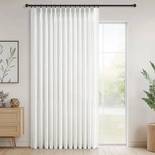 Vista 46 de Topfinel 2 paneles de cortinas plisadas de lino beige y blanco de 63 pulgadas de largo, para dormitorio y sala de estar, cortinas semitransparentes