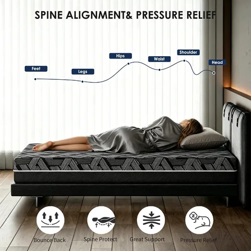 Vista 3 de Colchón individual de 6 pulgadas para niños, colchón de espuma viscoelástica de gel individual en una caja, con sueño refrescante y alivio
