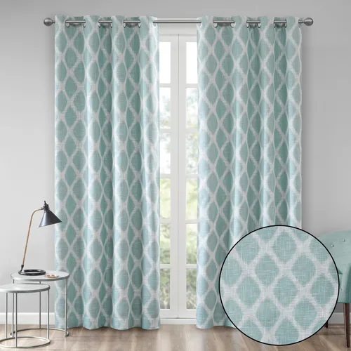 Vista 2 de Sun Smart Blakesly Cortinas opacas para ventana de patio, estampado Ikat, decoración de sala de estar, decoración de sala de estar, cortina