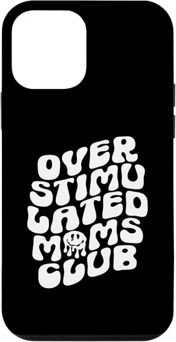 Vista 12 de Funda para iPhone 15 Groovy Sobreestimulated Moms Club Divertida y Moderna