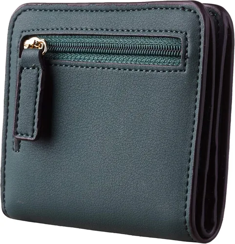 Vista 5 de Toughergun Billetera plegable de cuero genuino para mujer, pequeña y compacta, con bloqueo RFID y ventana de identificación